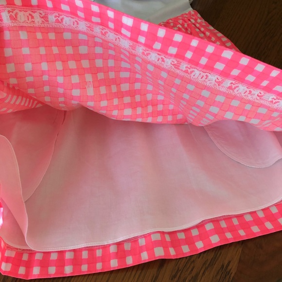 Lilly Pulitzer Yummy Melon Painterly Gingham Dress Sz Small. NWT. Strapless. - Picture 8 of 8